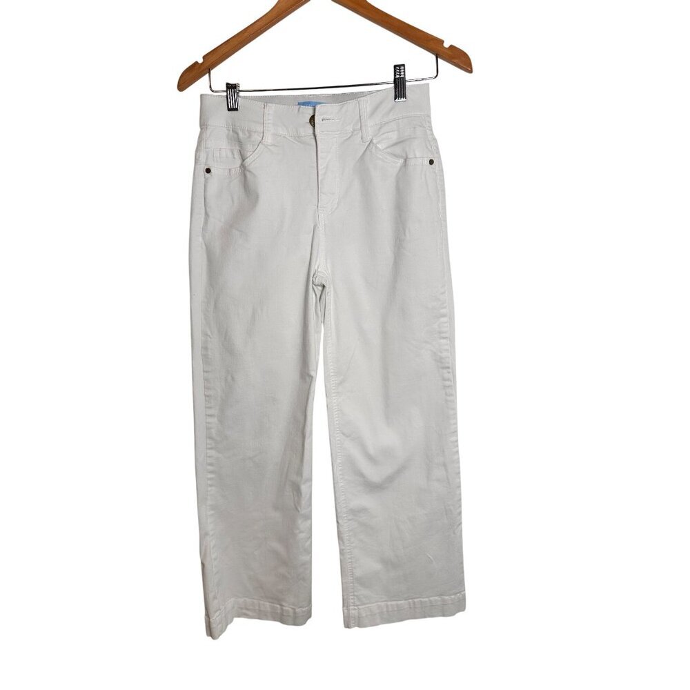 DRAPER JAMES RSVP Twill Wide-Leg Pants White, 4